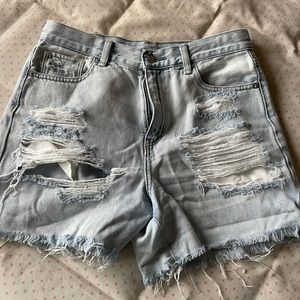 Ripped jean shorts